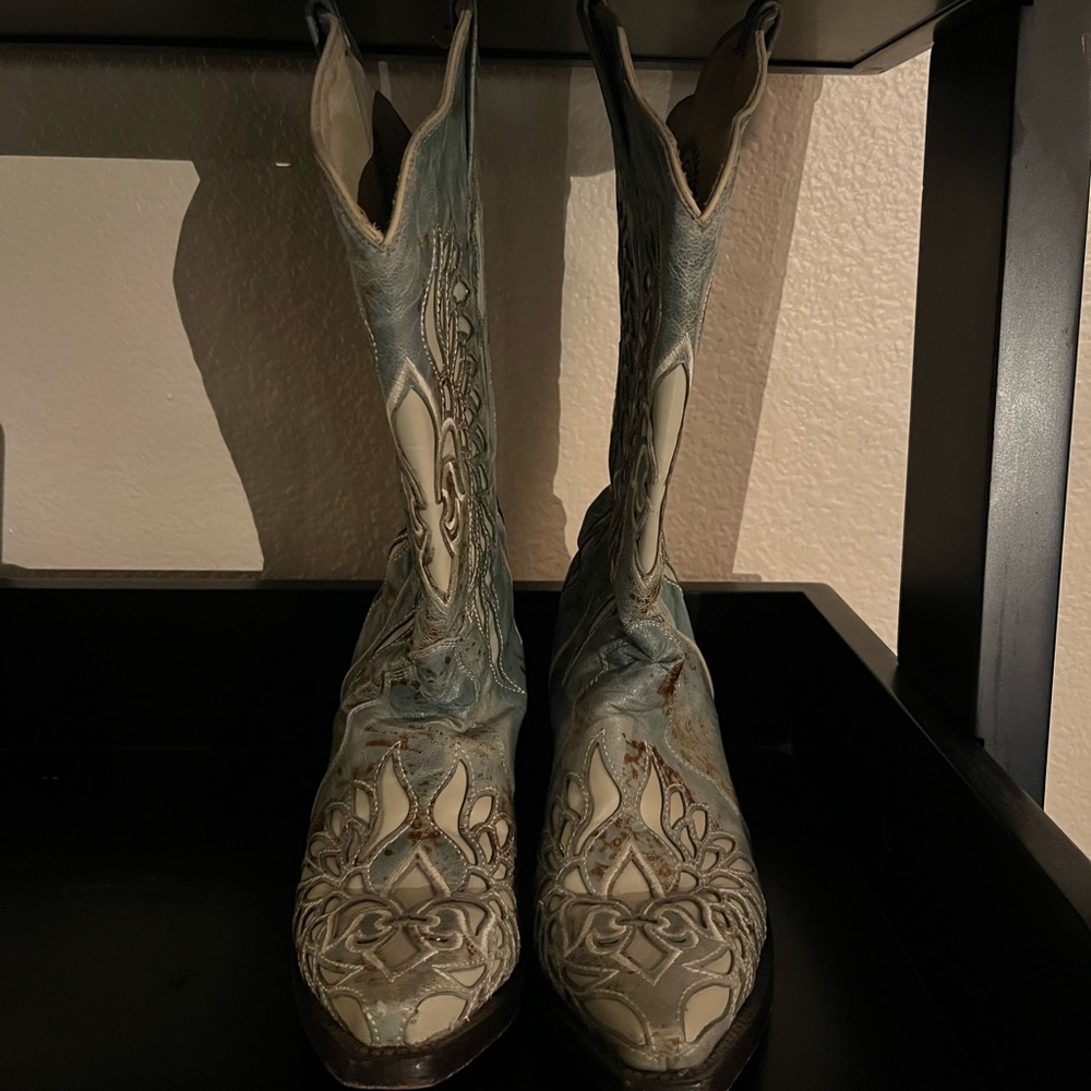 Bodacious Boots Co. Womens size 8 Teal and Rust Gostskin cowboy boot.